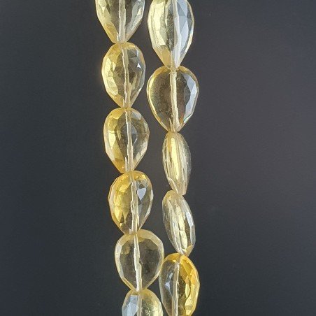 Quarzo Citrino Idrotermale in Perline Forma Goccia Piatto Sfaccettato a Mano Foro Passante 08X10-12mm