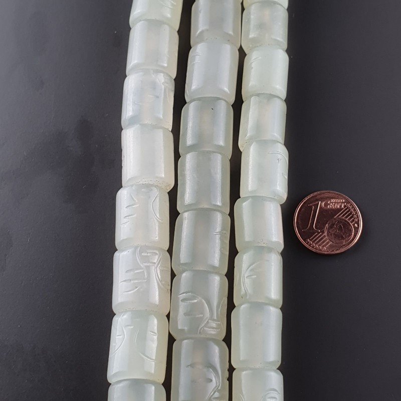Giada Naturale Perline Forma Cilindro Liscio Lavorato 13X14mm