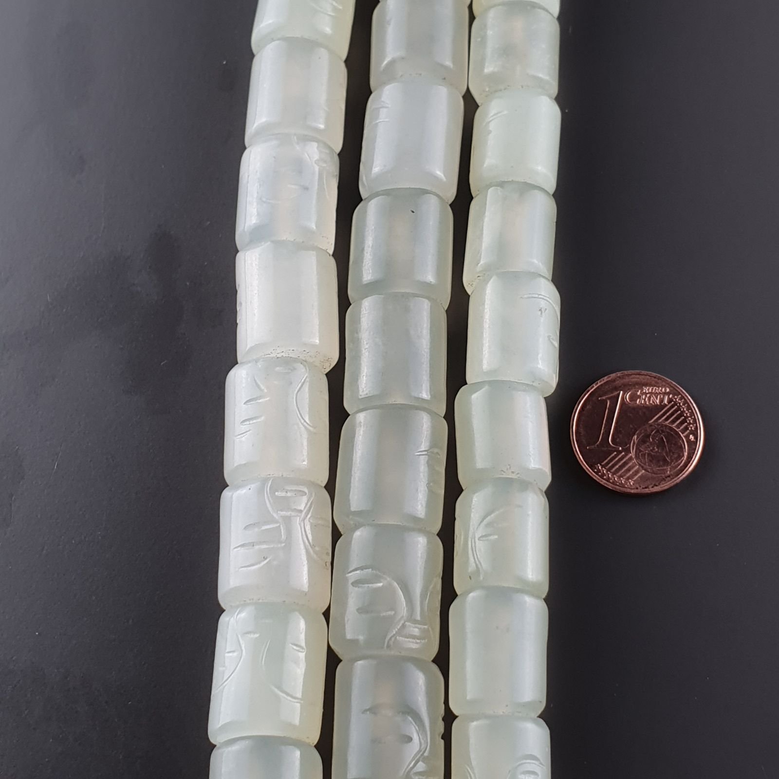 Giada Naturale Perline Forma Cilindro Liscio Lavorato 13X14mm