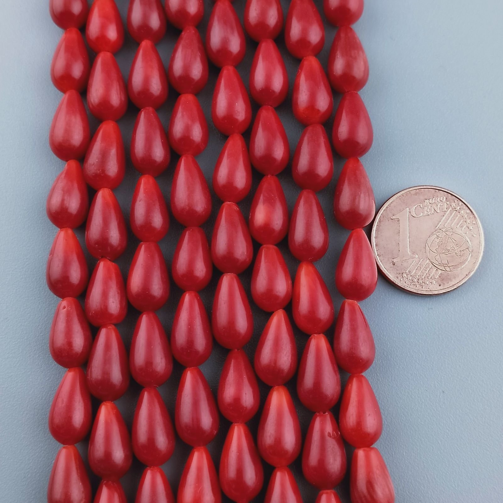 Corallo Bamboo Perline Forma Goccia Tondo Liscio Foro Passante 06x10mm