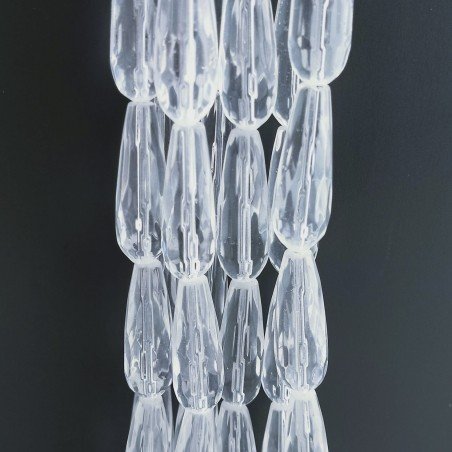 Cristallo Di Rocca Perline Forma Goccia Tondo Sfaccettato Foro Passante 10X29mm