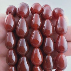 Corniola Naturale Perline Forma Goccia Tondo Liscio Foro Passante 12-13X17-18mm