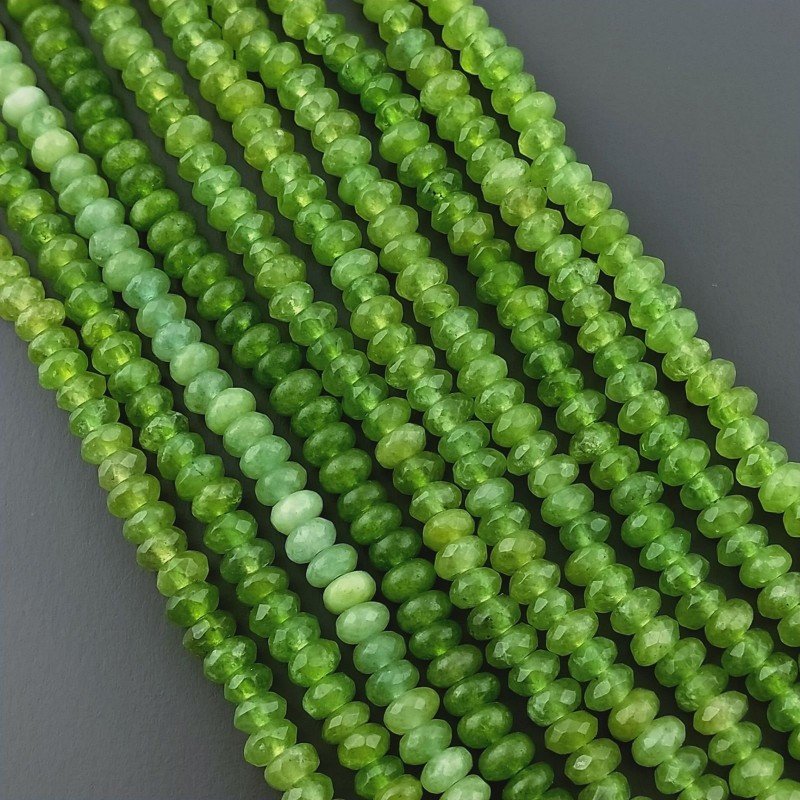 Giada Peridoto in Perline Forma Rondelle Sfaccettato Foro Passante 03,50mm