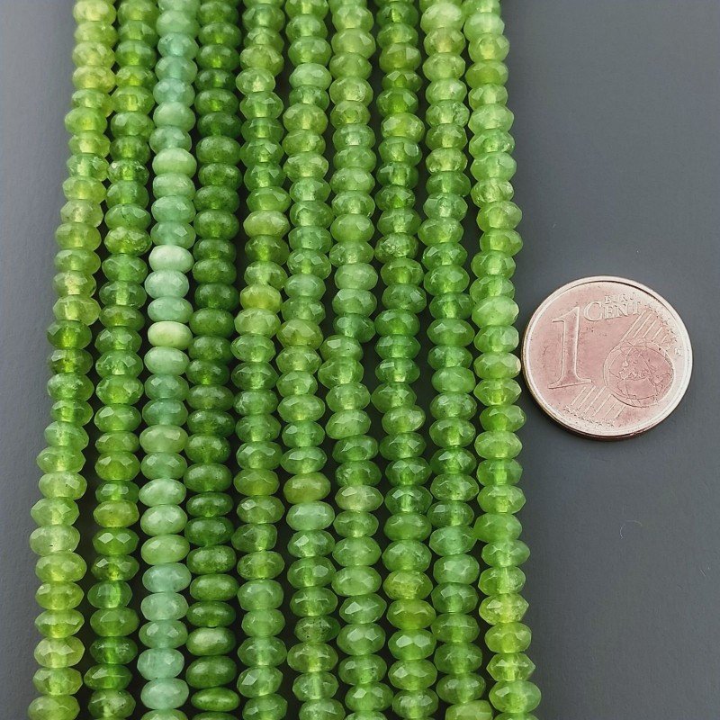 Giada Peridoto in Perline Forma Rondelle Sfaccettato Foro Passante 03,50mm