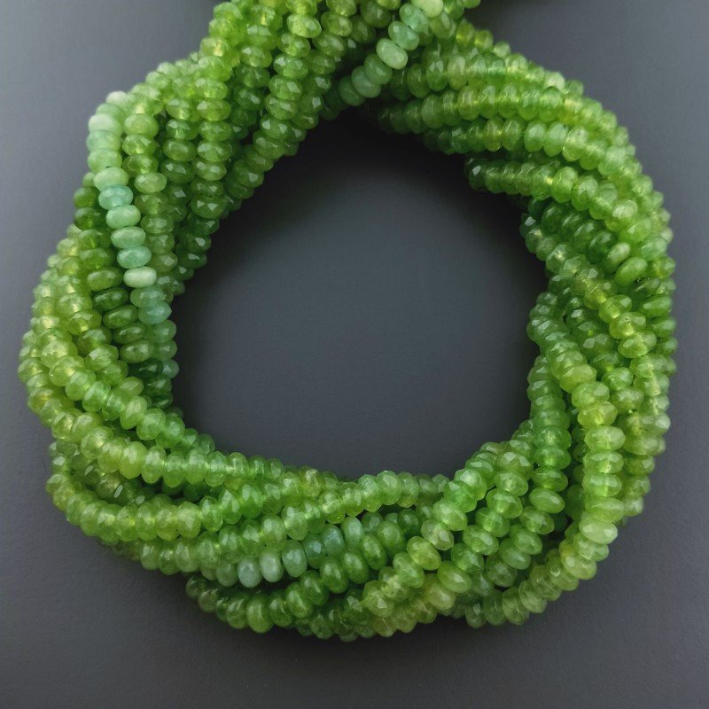 Giada Peridoto in Perline Forma Rondelle Sfaccettato Foro Passante 03,50mm