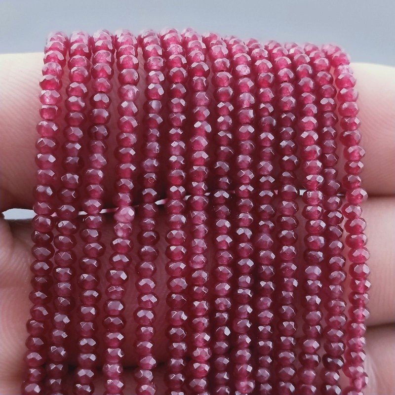 Giada Rubino in Perline Forma Rondelle Sfaccettato Foro Passante 03mm