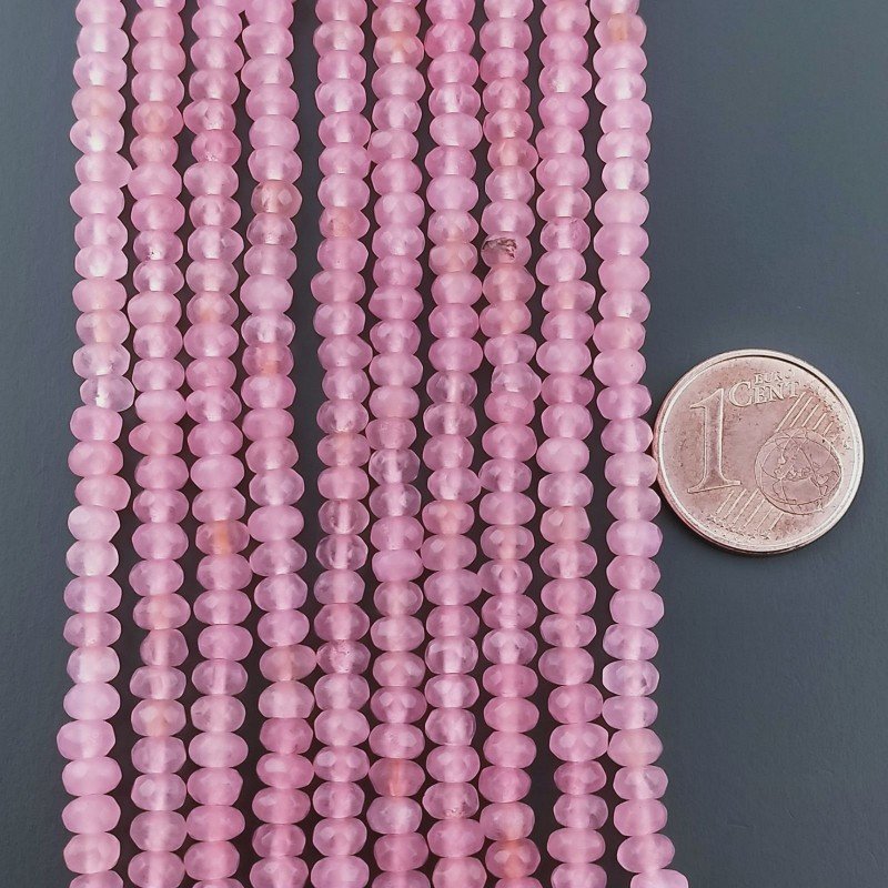 Giada Rosa in Perline Forma Rondelle Sfaccettato Foro Passante 04mm