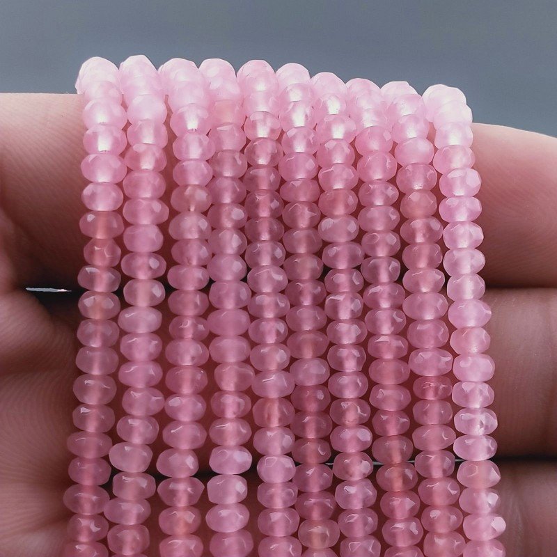 Giada Rosa in Perline Forma Rondelle Sfaccettato Foro Passante 04mm
