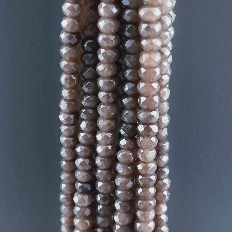 Giada Marrone in Perline Forma Rondelle Sfaccettato Foro Passante 04x03mm
