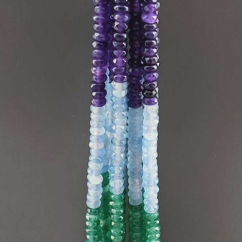 Giada Multicolore in Perline Forma Rondelle Sfaccettato Foro Passante 04mm