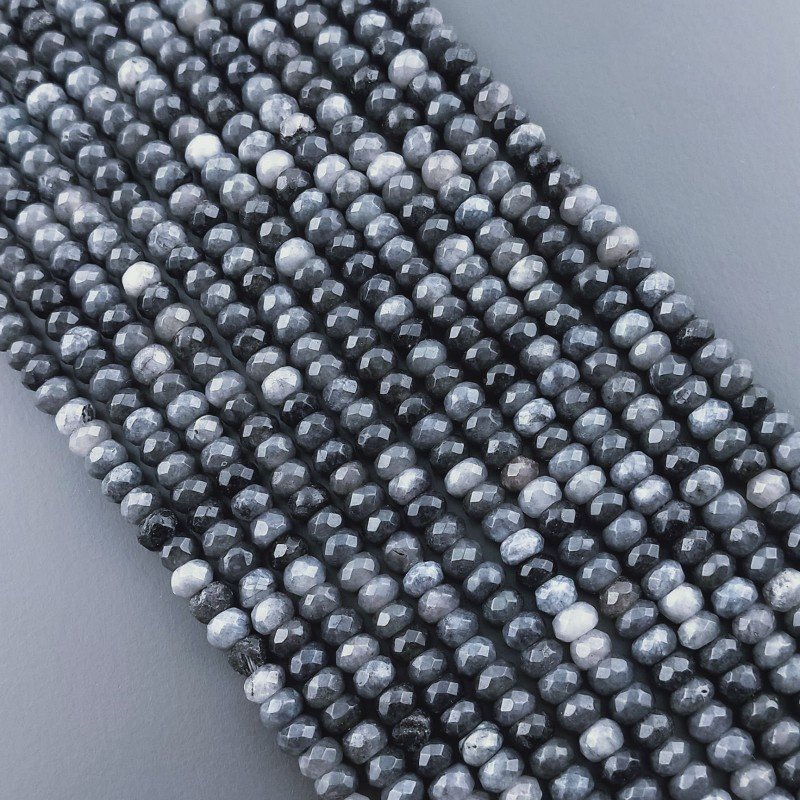 Giada Grigia Sfumata in Perline Forma Rondelle Sfaccettato Foro Passante 04x03mm