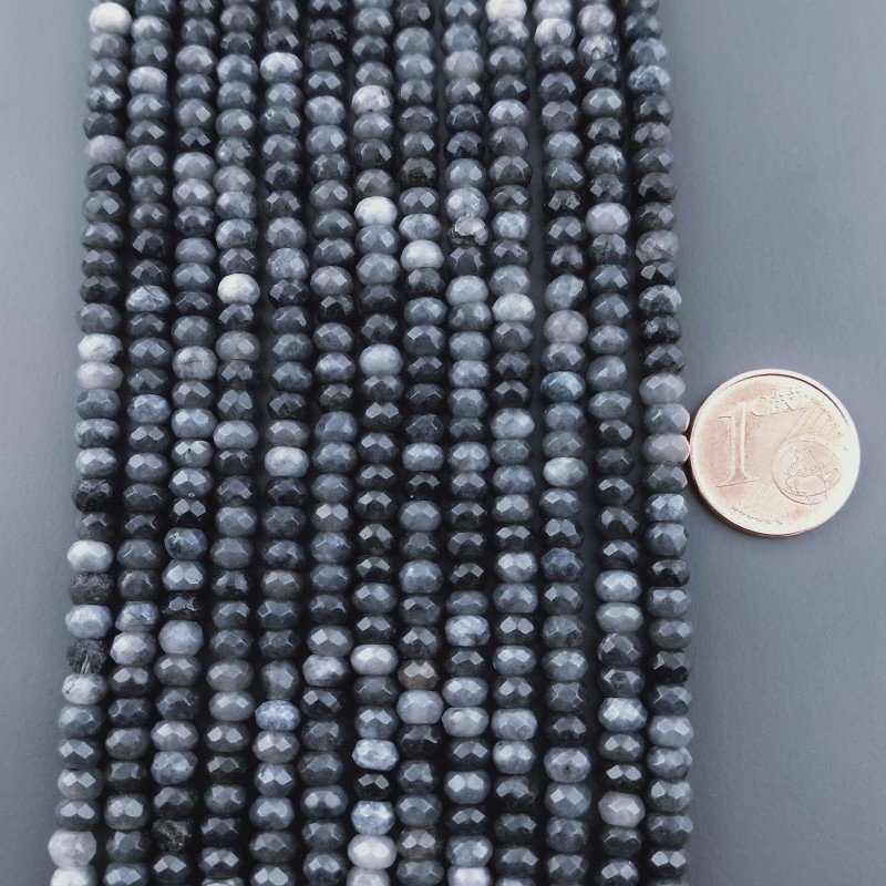 Giada Grigia Sfumata in Perline Forma Rondelle Sfaccettato Foro Passante 04x03mm