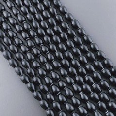 Agata Nera Perline Forma Goccia Tondo Liscio Foro Passante 05x06mm