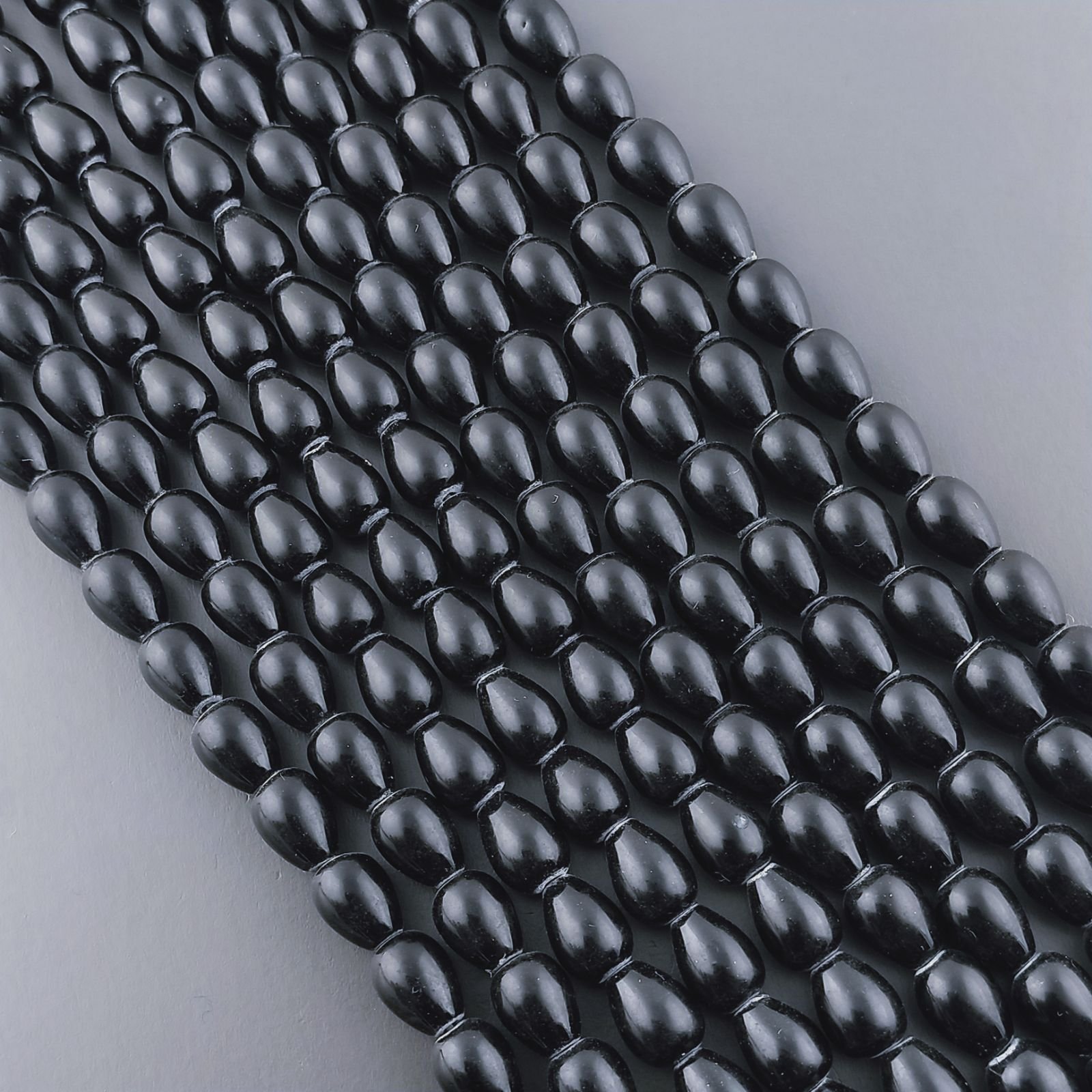 Agata Nera Perline Forma Goccia Tondo Liscio Foro Passante 05x06mm