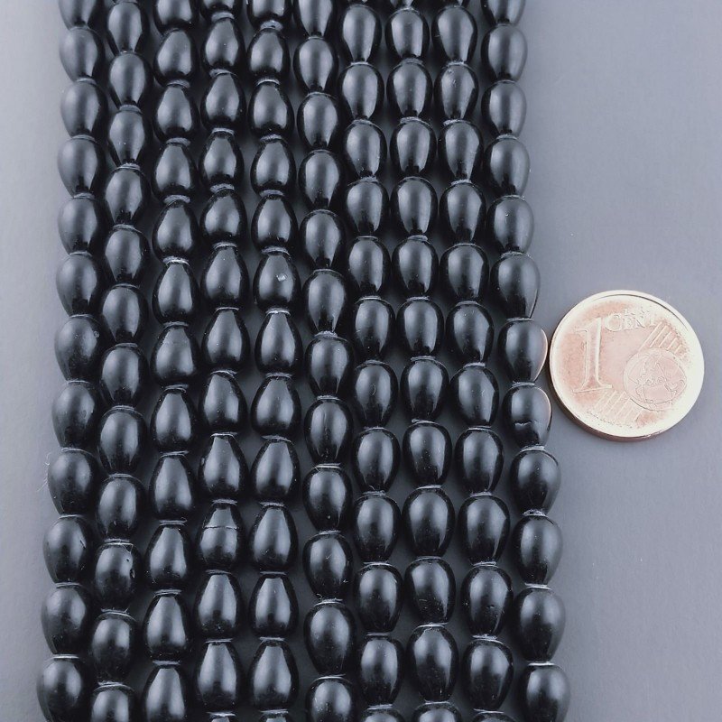 Agata Nera Perline Forma Goccia Tondo Liscio Foro Passante 05x06mm