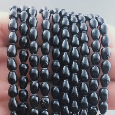 Agata Nera Perline Forma Goccia Tondo Liscio Foro Passante 05x06mm