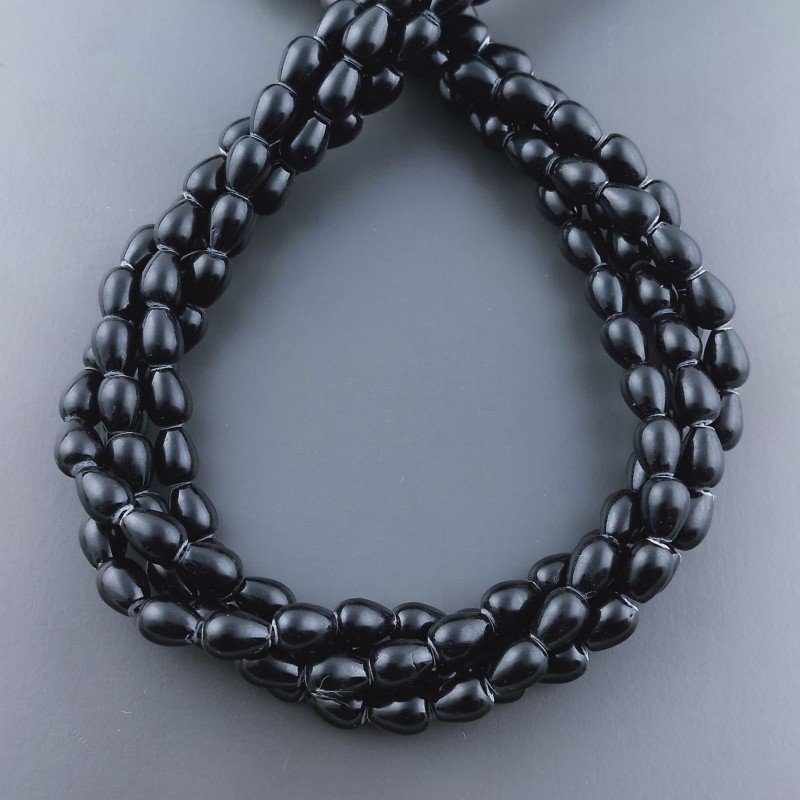 Agata Nera Perline Forma Goccia Tondo Liscio Foro Passante 05x06mm