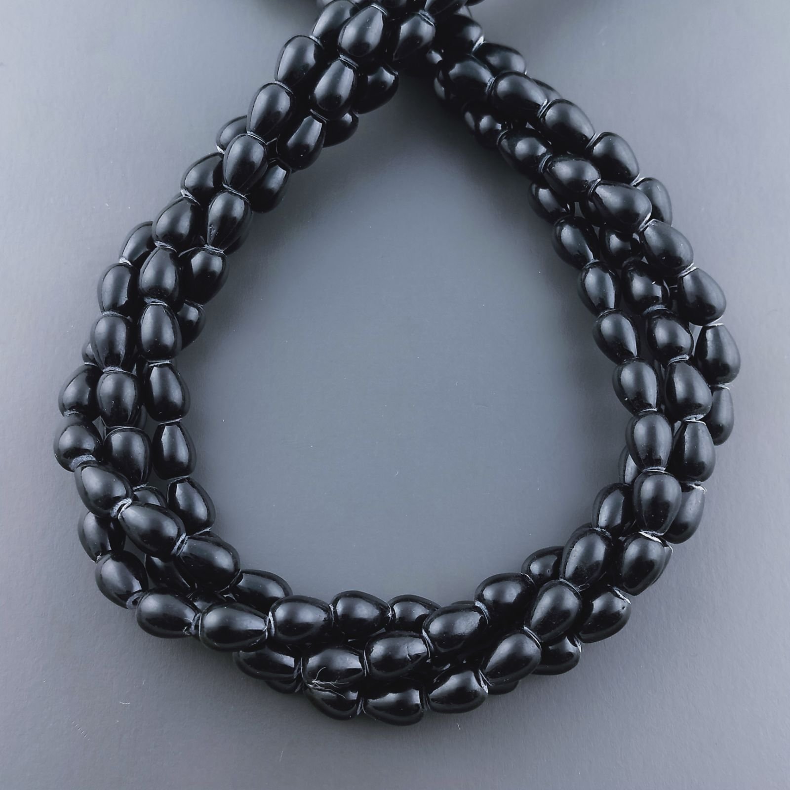 Agata Nera Perline Forma Goccia Tondo Liscio Foro Passante 05x06mm