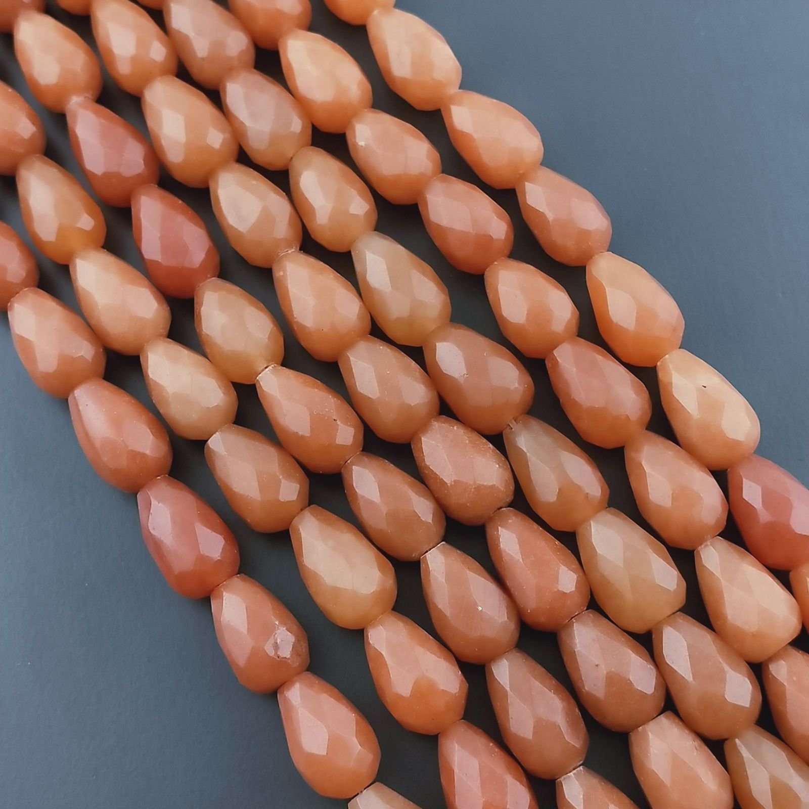 Avventurina Arancio Naturale Perline Forma Goccia Tondo Sfaccettato Foro Passante 08X12mm