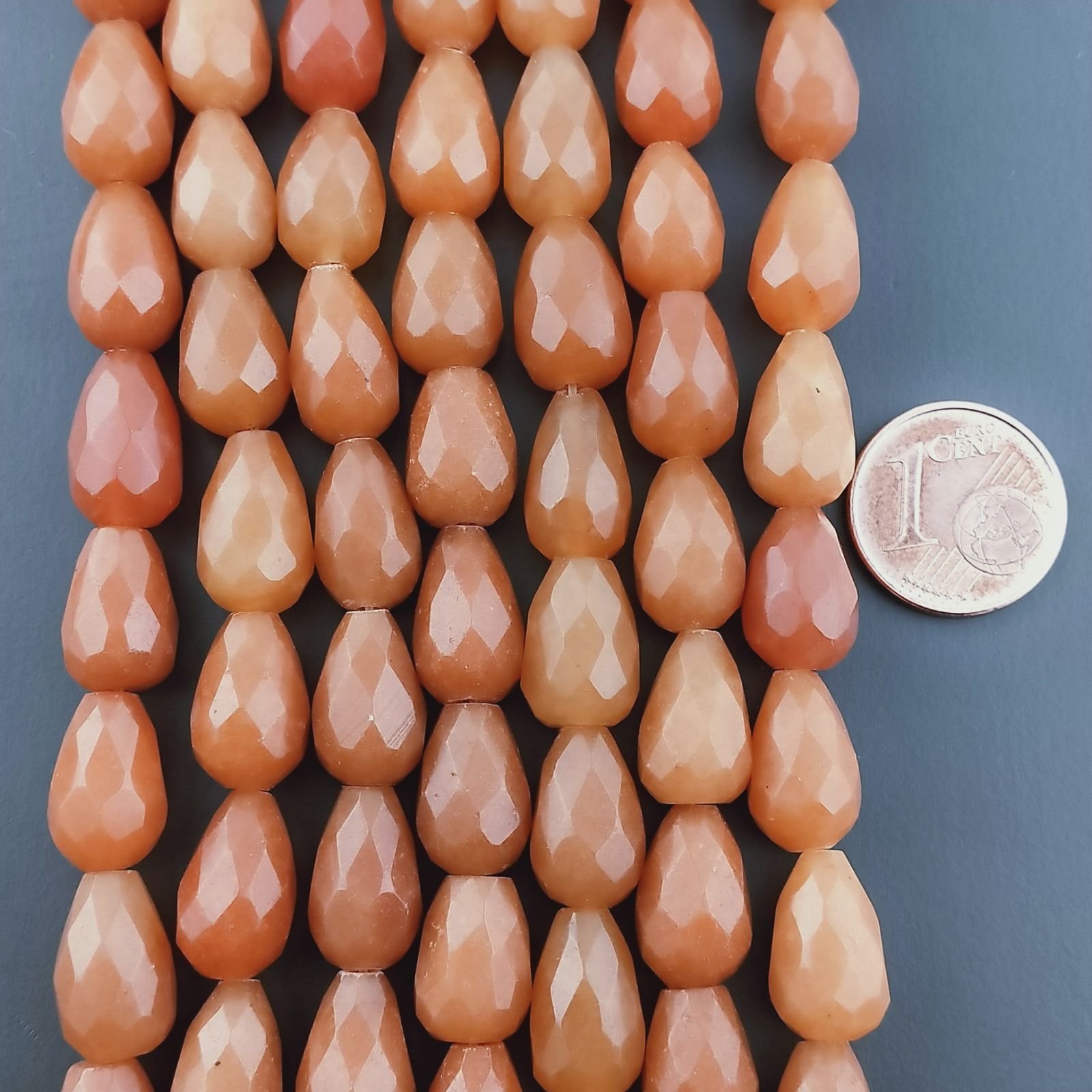 Avventurina Arancio Naturale Perline Forma Goccia Tondo Sfaccettato Foro Passante 08X12mm