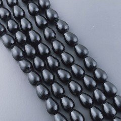 Agata Nera Perline Forma Goccia Tondo Liscio Foro Passante 08X05mm