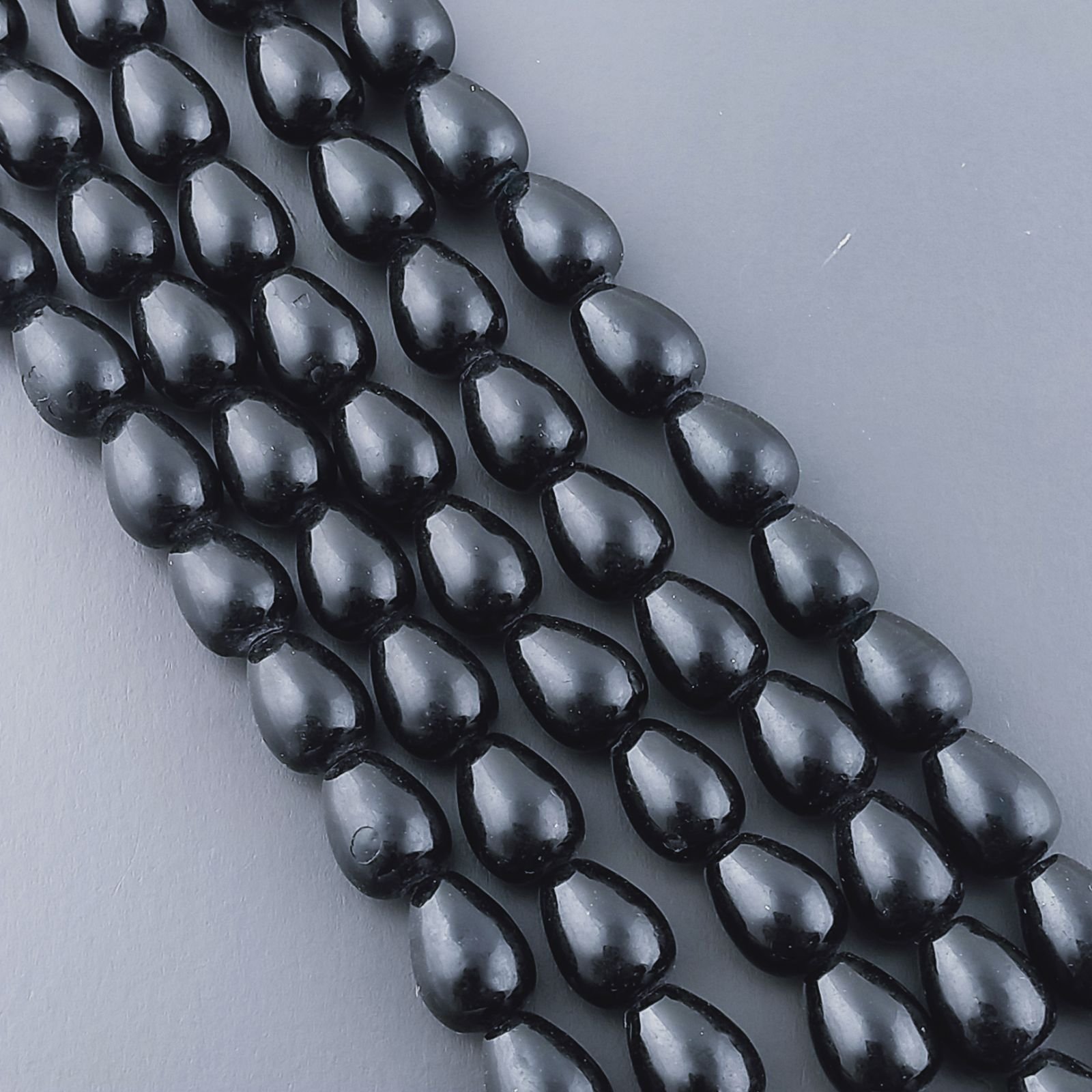 Agata Nera Perline Forma Goccia Tondo Liscio Foro Passante 08X05mm