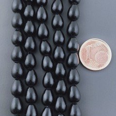 Agata Nera Perline Forma Goccia Tondo Liscio Foro Passante 08X05mm