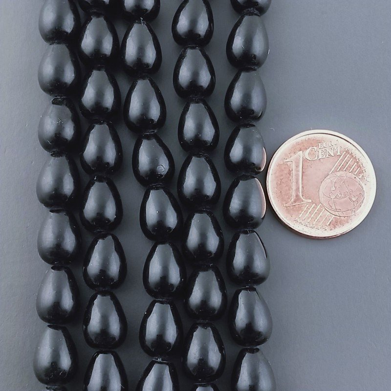 Agata Nera Perline Forma Goccia Tondo Liscio Foro Passante 08X05mm