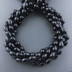 Agata Nera Perline Forma Goccia Tondo Liscio Foro Passante 08X05mm