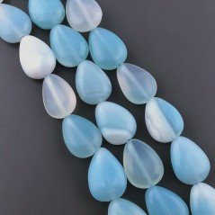 Agata Brasiliana Celeste Striata Perline Forma Goccia Piatto Liscio Foro Passante 11X16mm Agata Brasiliana Celeste Striata Perline Forma Goccia Piatto Liscio Foro Passante 11X16mm