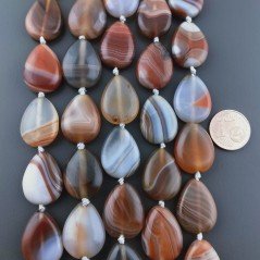 Agata Botswana Perline Forma Goccia Piatto Liscio Foro Passante 14X20mm