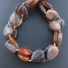 Agata Botswana Perline Forma Goccia Piatto Liscio Foro Passante 14X20mm