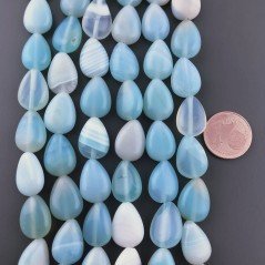 Agata Brasiliana Celeste Perline Forma Goccia Piatto Liscio Foro Passante 10x14mm Agata Brasiliana Celeste Perline Forma Goccia Piatto Liscio Foro Passante 10x14mm