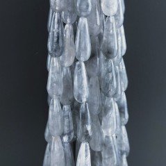 Quarzo Grigio in Perline Forma Goccia Tondo Sfaccettato Foro Passante 20x8mm
