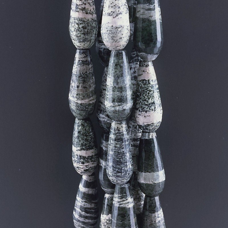 Serpentite Naturale in Perline Forma Goccia Tondo Sfaccettato Foro Passante 20x8mm