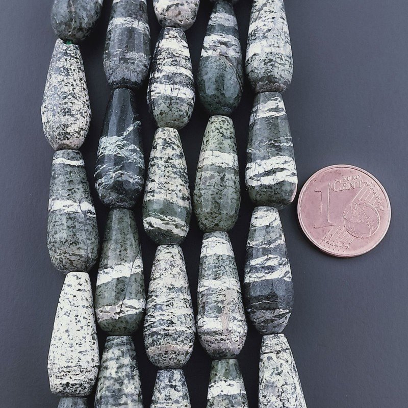 Serpentite Naturale in Perline Forma Goccia Tondo Sfaccettato Foro Passante 20x8mm