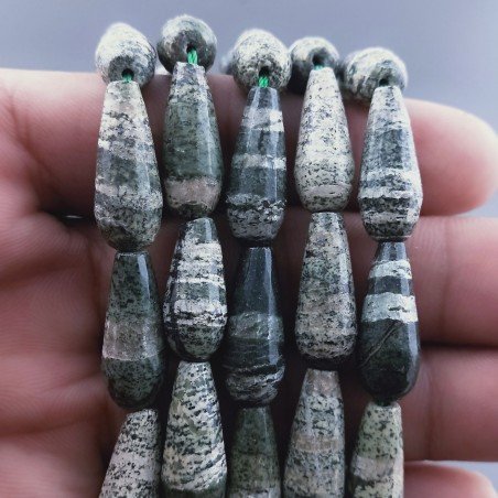 Serpentite Naturale in Perline Forma Goccia Tondo Sfaccettato Foro Passante 20x8mm
