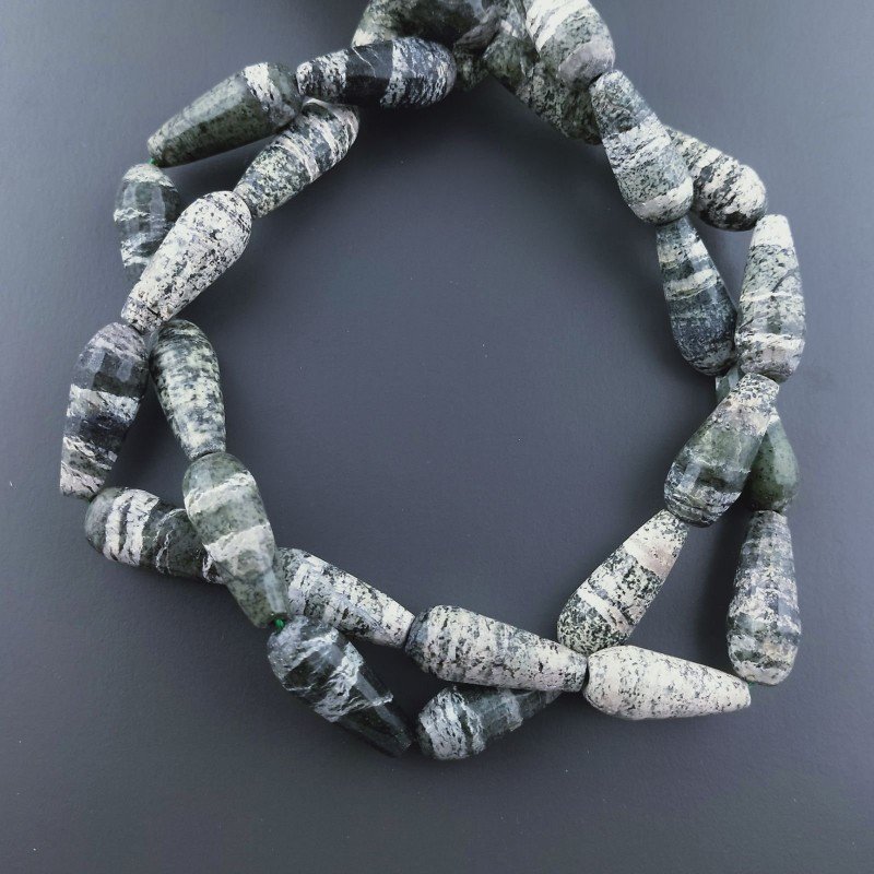 Serpentite Naturale in Perline Forma Goccia Tondo Sfaccettato Foro Passante 20x8mm