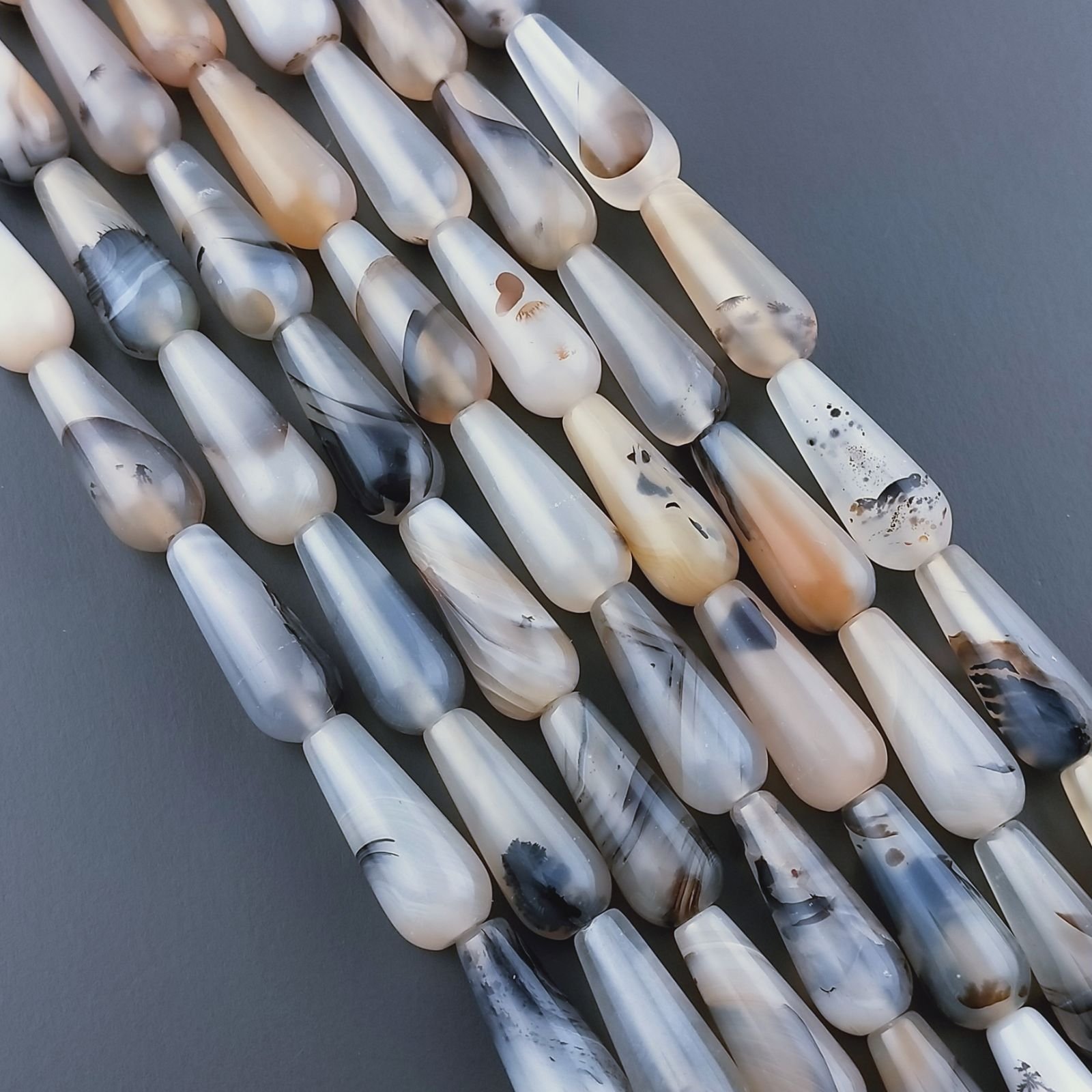 Agata Botswana Perline Forma Goccia Tondo Liscio Foro Passante 08X20mm