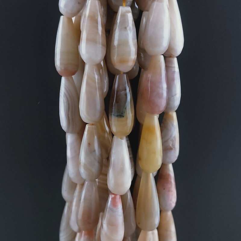 Agata Botswana Striata Naturale Perline Forma Goccia Tondo Sfaccettato Foro Passante 20x8mm