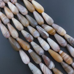 Agata Botswana Striata Naturale Perline Forma Goccia Tondo Sfaccettato Foro Passante 20x8mm