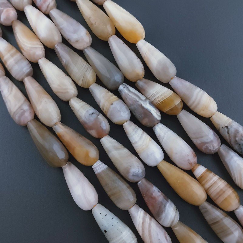 Agata Botswana Striata Naturale Perline Forma Goccia Tondo Sfaccettato Foro Passante 20x8mm