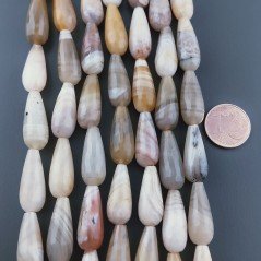 Agata Botswana Striata Naturale Perline Forma Goccia Tondo Sfaccettato Foro Passante 20x8mm