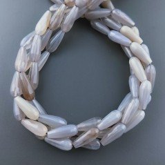 Agata Grigia Naturale Perline Forma Goccia Tondo Sfaccettato Foro Passante 16x6mm