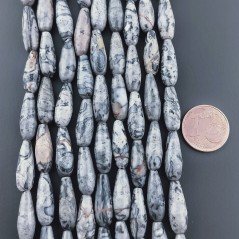 Agata Fossile Grigia Naturale Perline Forma Goccia Tondo Sfaccettato Foro Passante 16x6mm