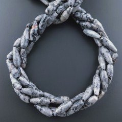Agata Fossile Grigia Naturale Perline Forma Goccia Tondo Sfaccettato Foro Passante 16x6mm