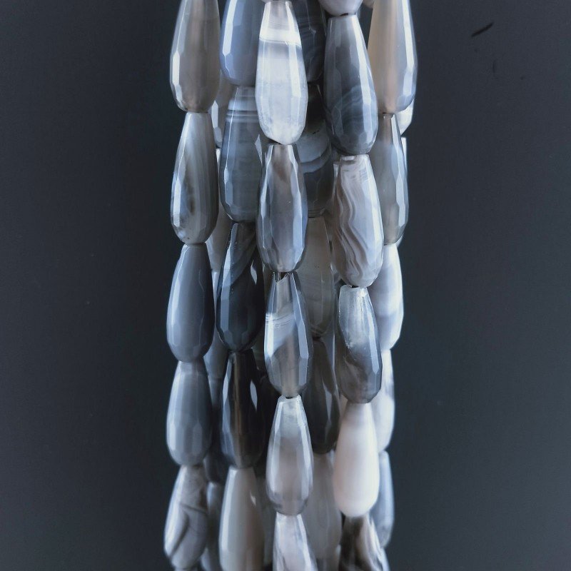 Agata Botswana Naturale Perline Forma Goccia Tondo Sfaccettato Foro Passante 16x6mm