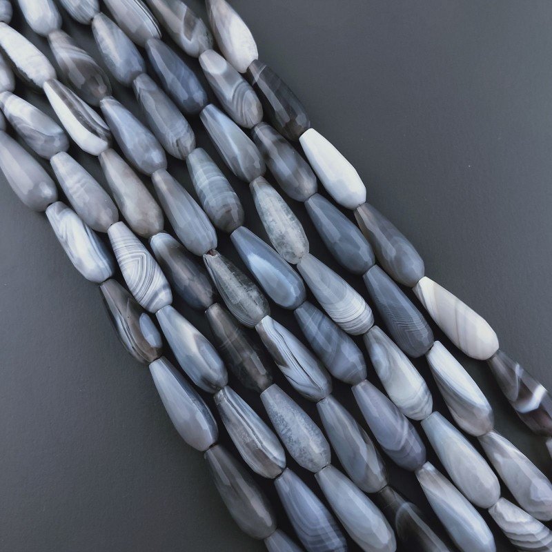 Agata Botswana Naturale Perline Forma Goccia Tondo Sfaccettato Foro Passante 16x6mm