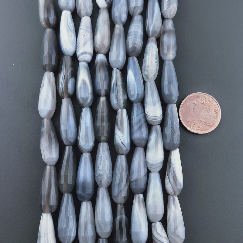 Agata Botswana Naturale Perline Forma Goccia Tondo Sfaccettato Foro Passante 16x6mm