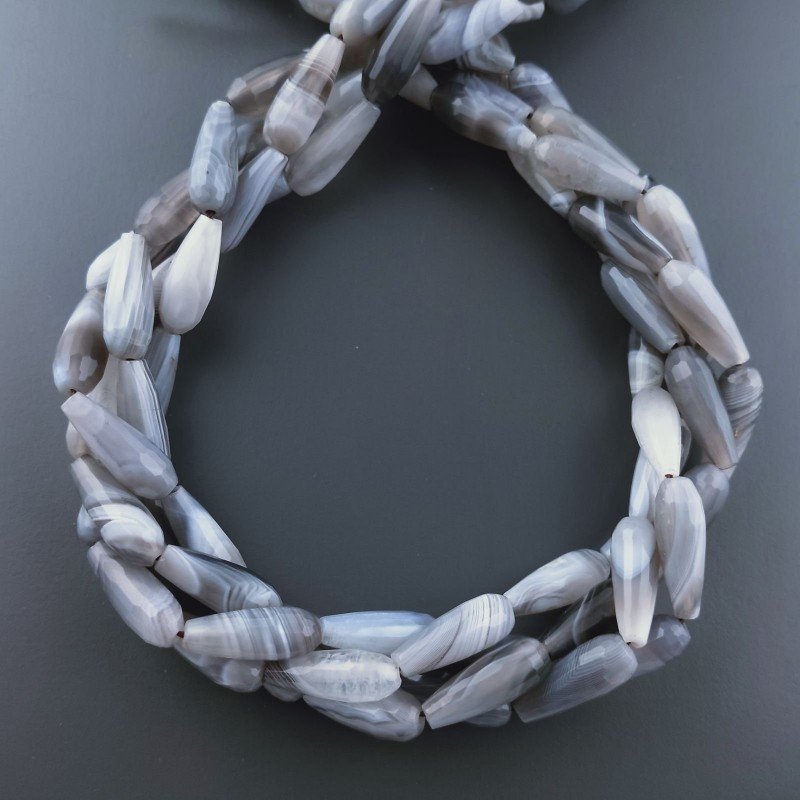 Agata Botswana Naturale Perline Forma Goccia Tondo Sfaccettato Foro Passante 16x6mm
